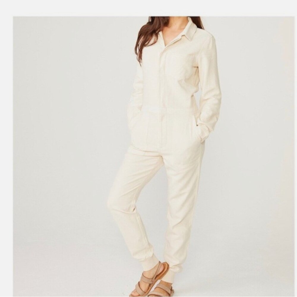 Monrow Long Sleeve Utility Cotton Jumpsuit